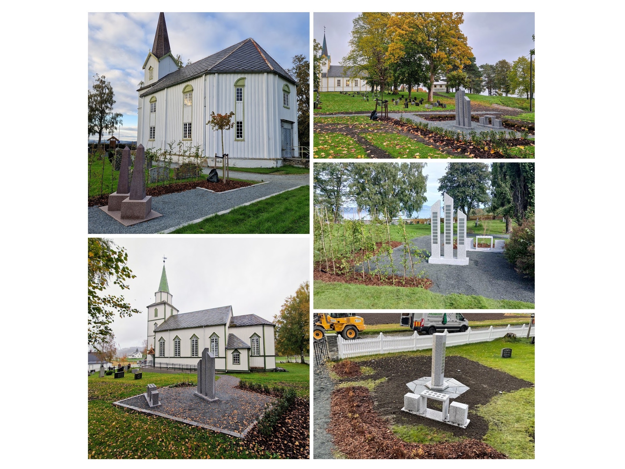 Øverst til venstere Vinne, ned til venstre Markabygda, øverst til høyre Ekne, midt på Ytterøya, og ned til høyre Okkenhaug. 